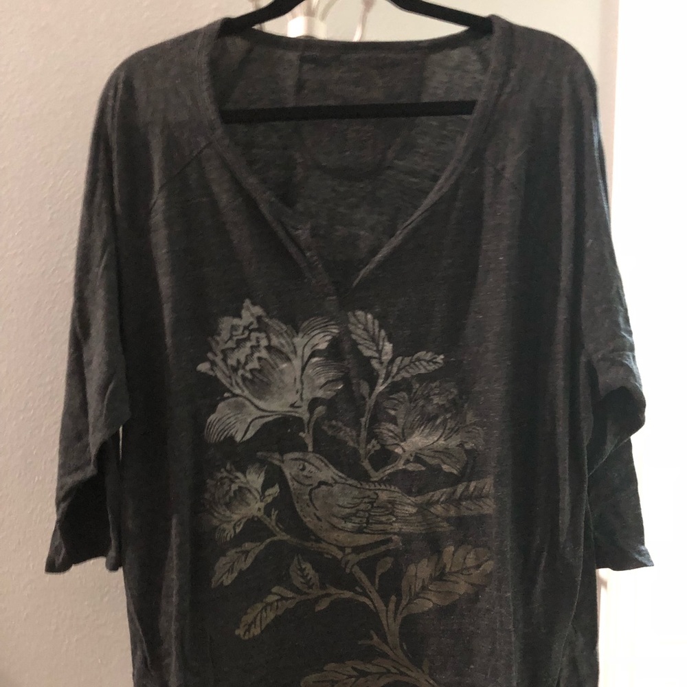 Lucky Brand 3/4 Sleeve Graphic Bird Tee